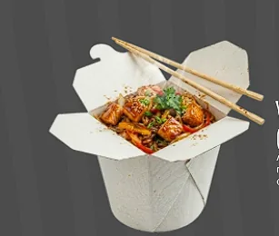 Wok с лососем с соусом (терияки, сливочный)