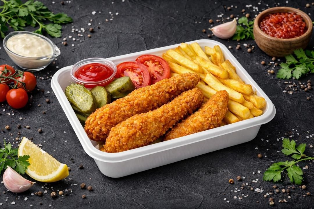 Куринные стрипсы и фри